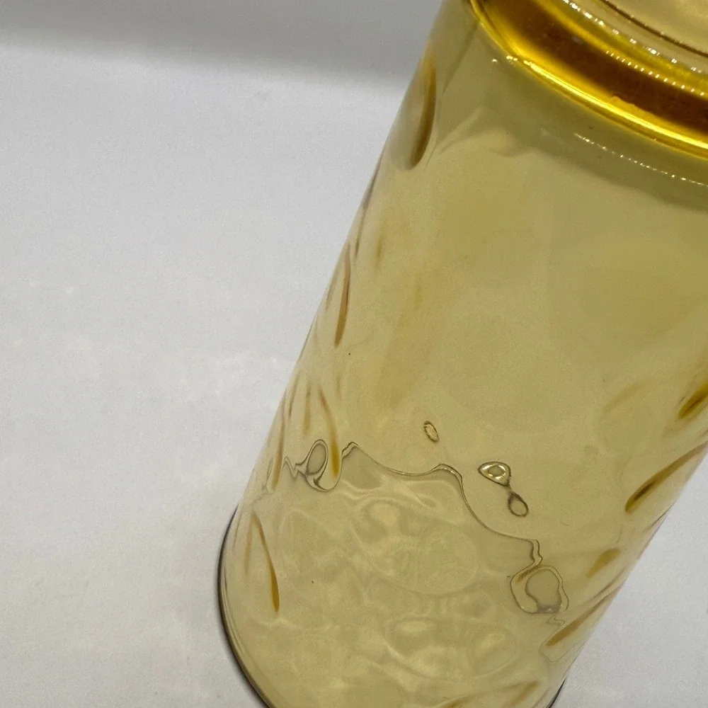 VTG Amber Eldorado Gold Hazel-Atlas Rain Drops Thumbprint‎ Glasses Set of 3 MCM